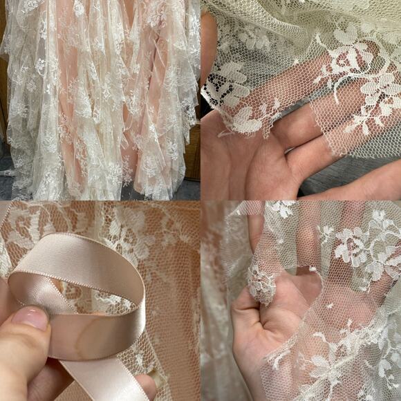 Vintage Coquette Corset Style Tiered Lace Formal Halter Dress Jessica Mcclintock - Picture 8 of 8